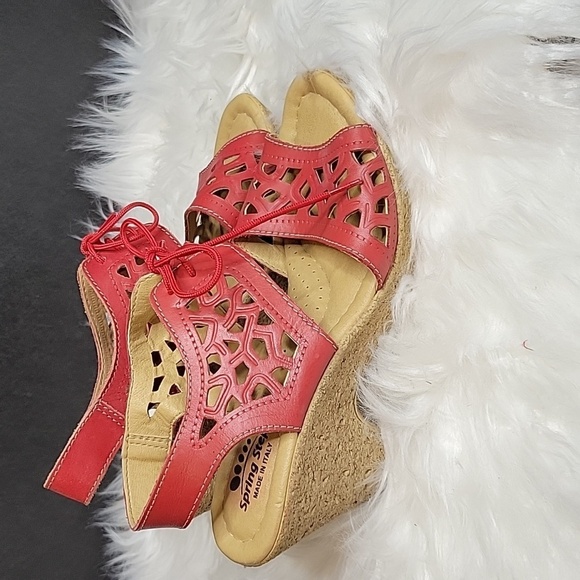 SPRING STEP Red Slide Sandal Wedge 36/6 - Picture 3 of 8